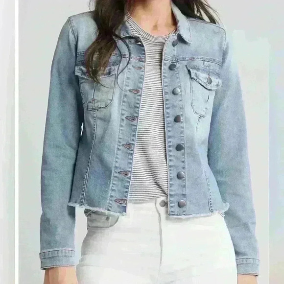 For‎ the Republic Kara Frayed Denim Jacket size  S Blue Frayed Cotton - Picture 2 of 7